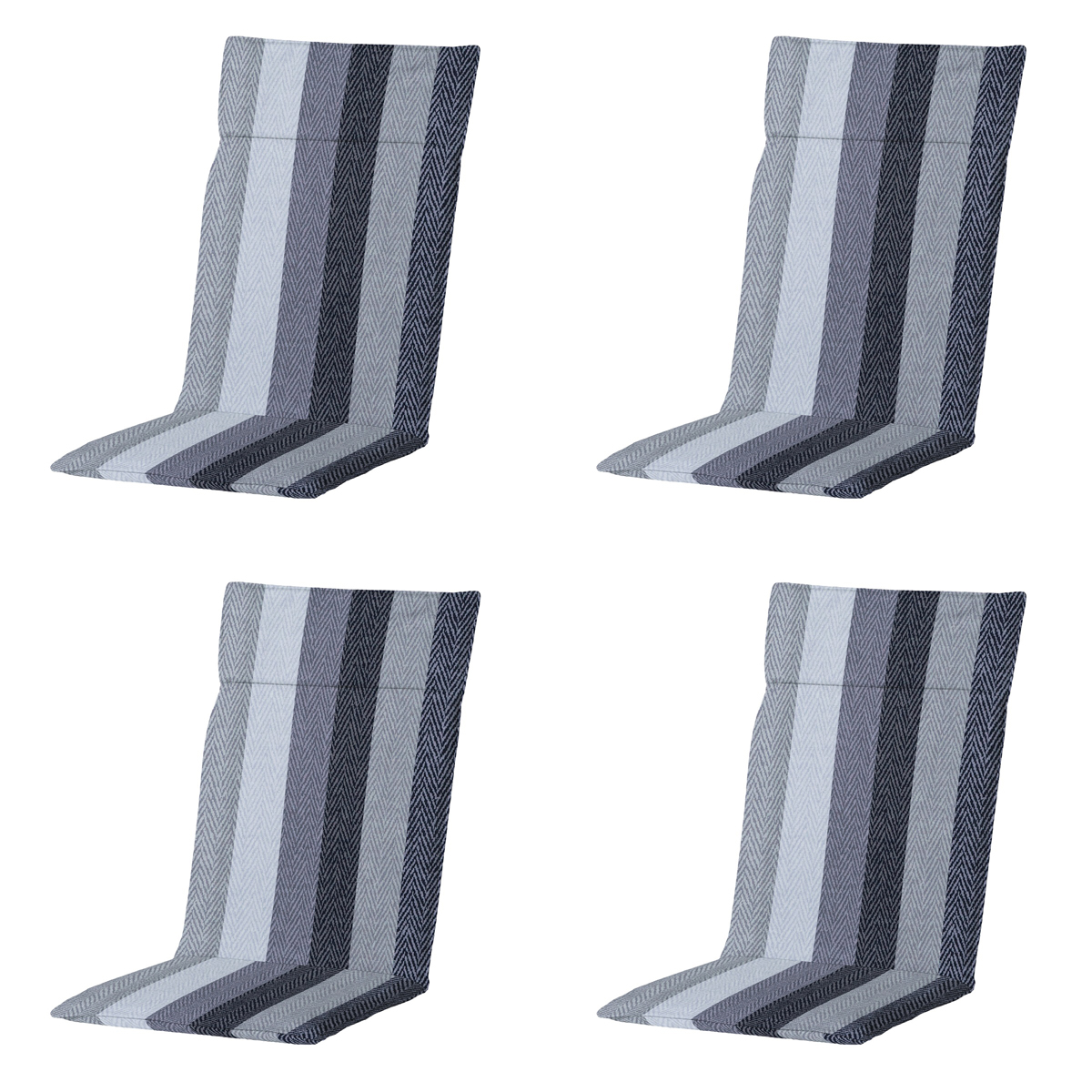 Madison -  Tuinstoelkussen Hoge Rug Victoria grey - Ca. 120x50 cm - Set van 4