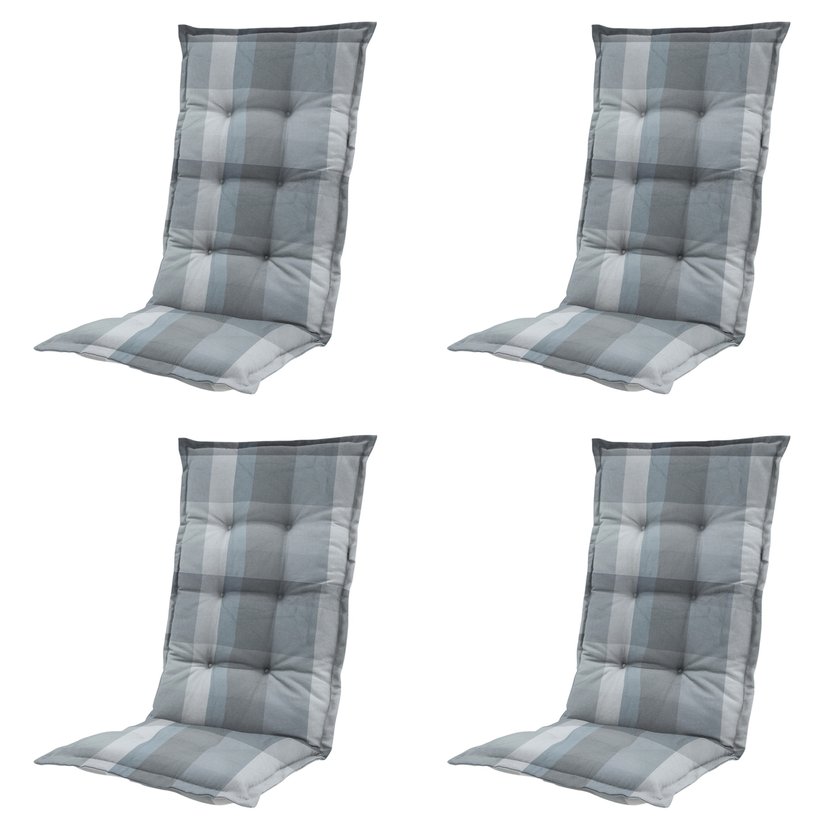 Madison -  Tuinstoelkussen Hoge Rug Sya grey - Ca. 123x50 cm - Set van 4
