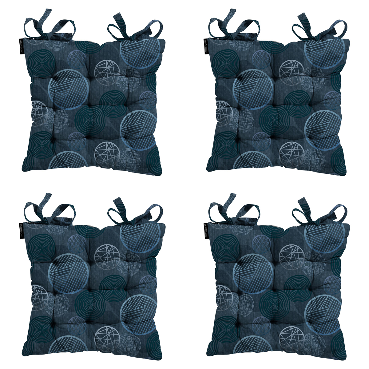 Madison -  Zitkussen Toscane Circle blue - Ca. 46x46 cm - Set van 4