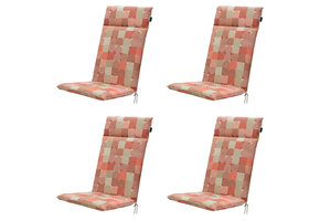 Madison -  Tuinstoelkussen Hoge Rug Jacky terra - Ca. 120x50 cm - Set van 4