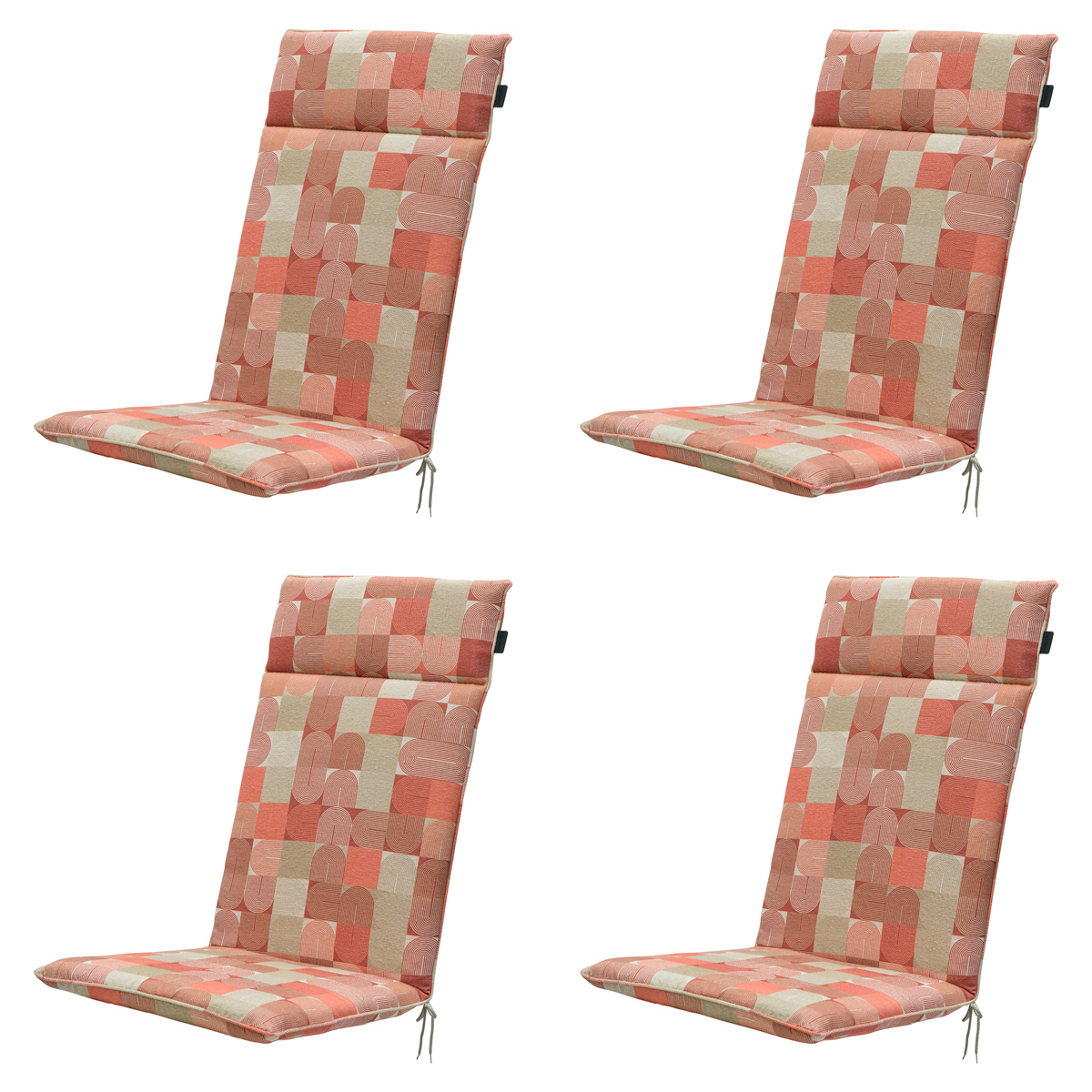 Madison -  Tuinstoelkussen Hoge Rug Jacky terra - Ca. 120x50 cm - Set van 4