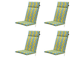Madison -  Tuinstoelkussen Hoge Rug Siem yellow - Ca. 120x50 cm - Set van 4