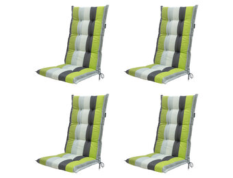 Madison -  Tuinstoelkussen Hoge Rug Victoria green - Ca. 123x50 cm - Set van 4