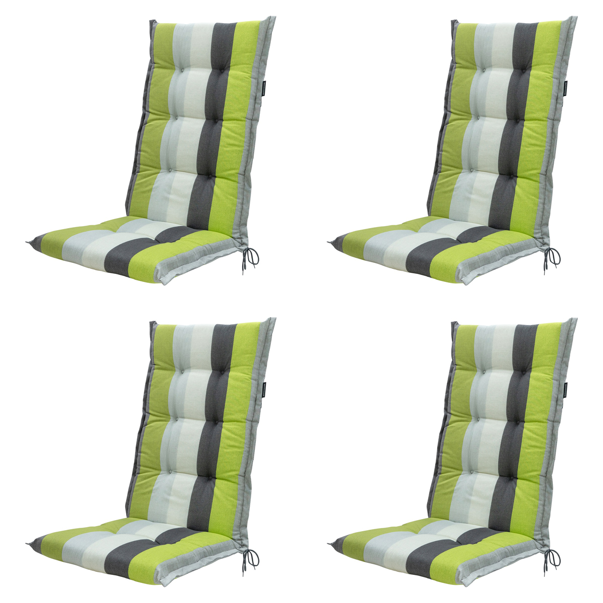 Madison -  Tuinstoelkussen Hoge Rug Victoria green - Ca. 123x50 cm - Set van 4