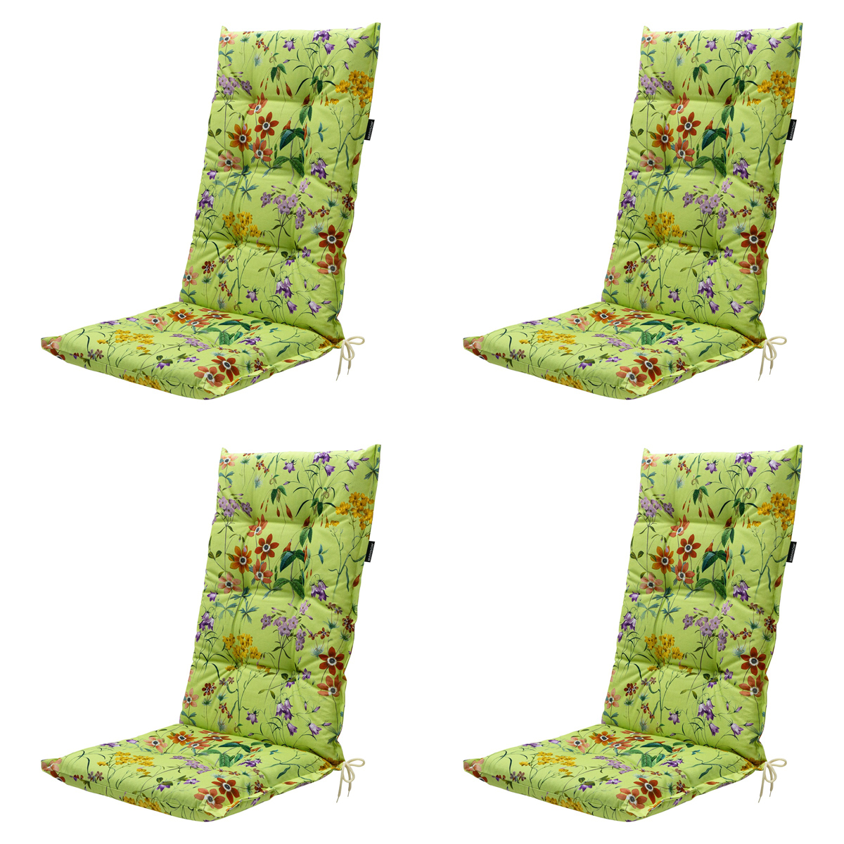 Madison -  Tuinstoelkussen Hoge Rug Milly green - Ca. 123x50 cm - Set van 4