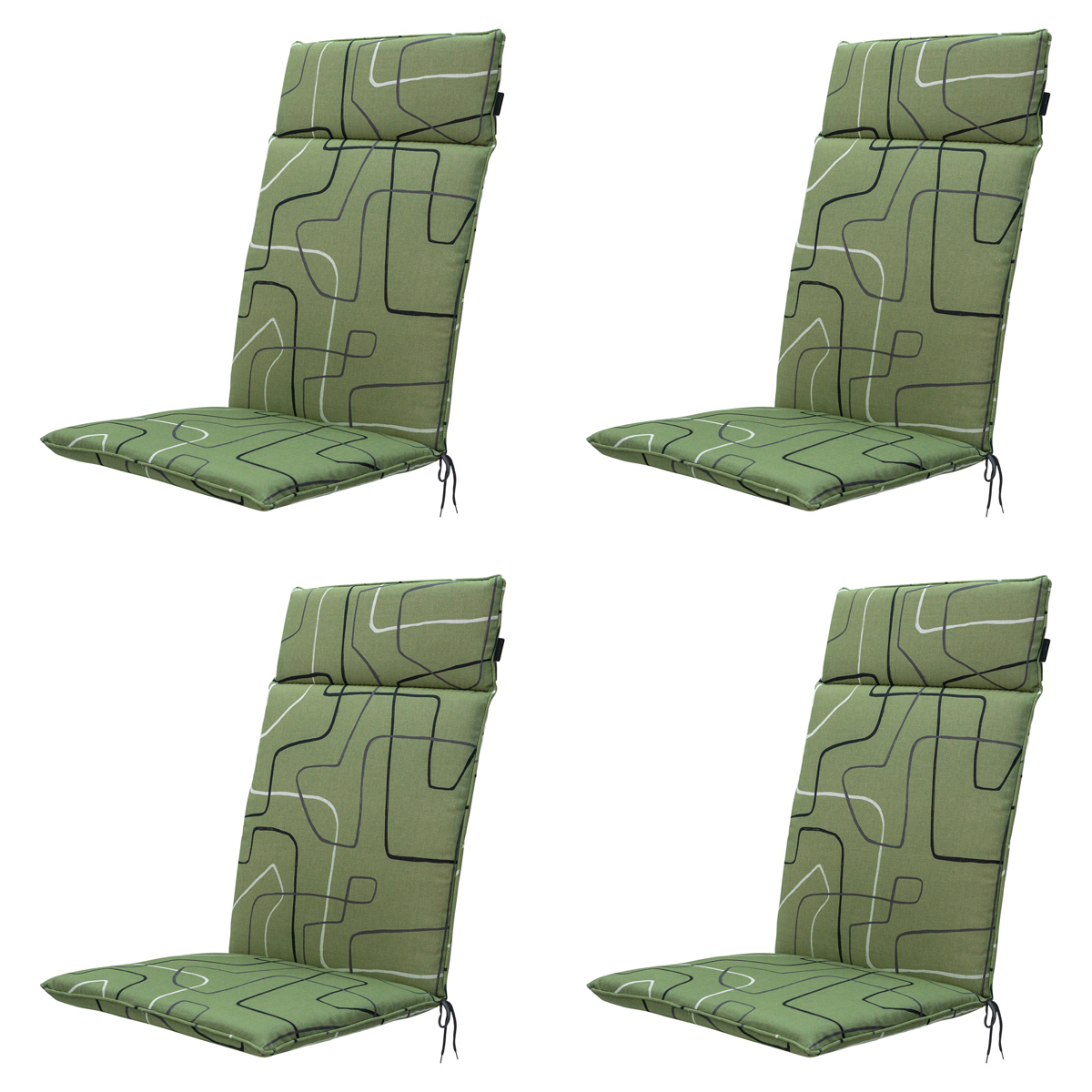 Madison -  Tuinstoelkussen Hoge Rug Joah sage - Ca. 120x50 cm - Set van 4
