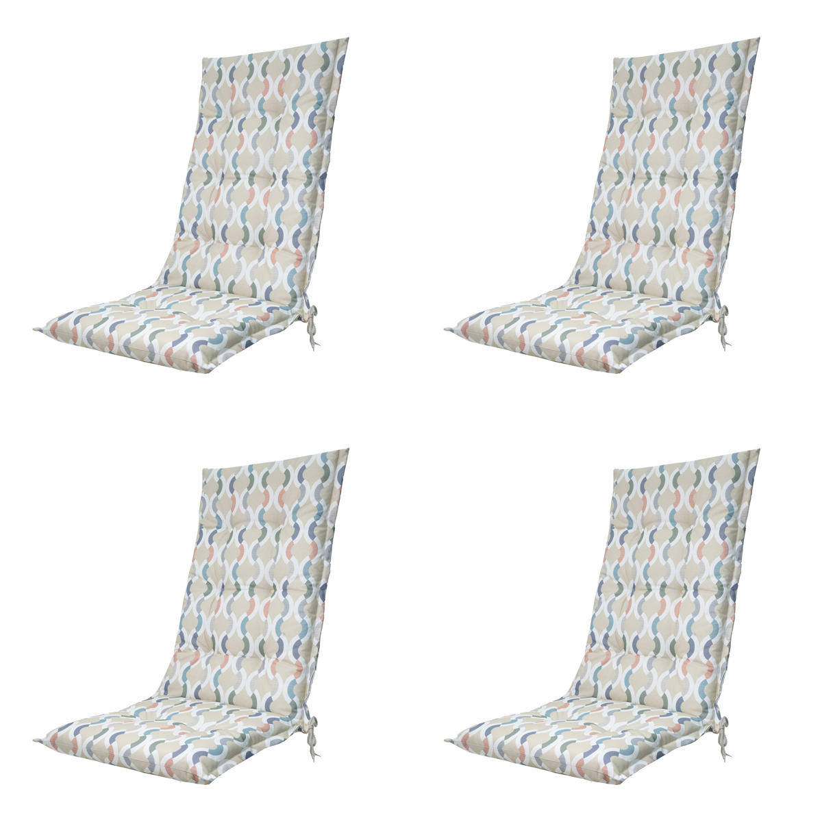 Madison -  Tuinstoelkussen Hoge Rug Trivia natural - Ca. 123x50 cm - Set van 4