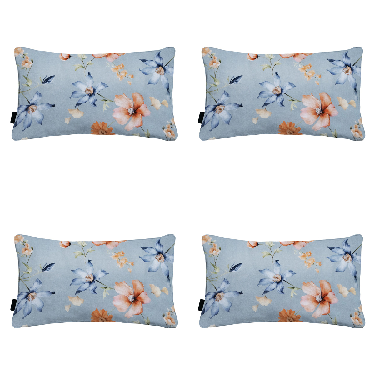 Madison -  Sierkussen Florina blue - Ca. 30x50 cm - Set van 4