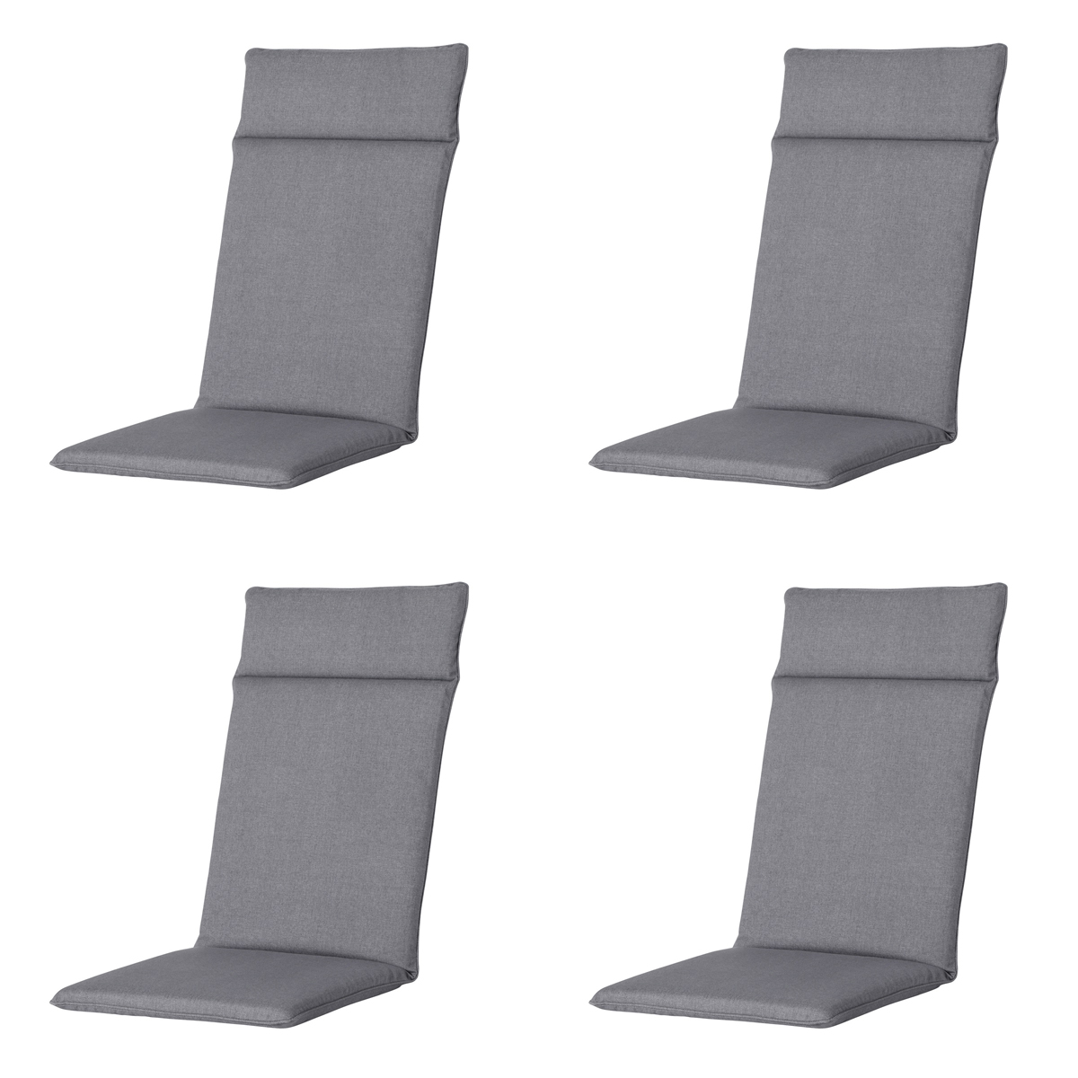 Madison -  Tuinstoelkussen Hoge Rug Oxford grey - Ca. 120x50 cm - Set van 4