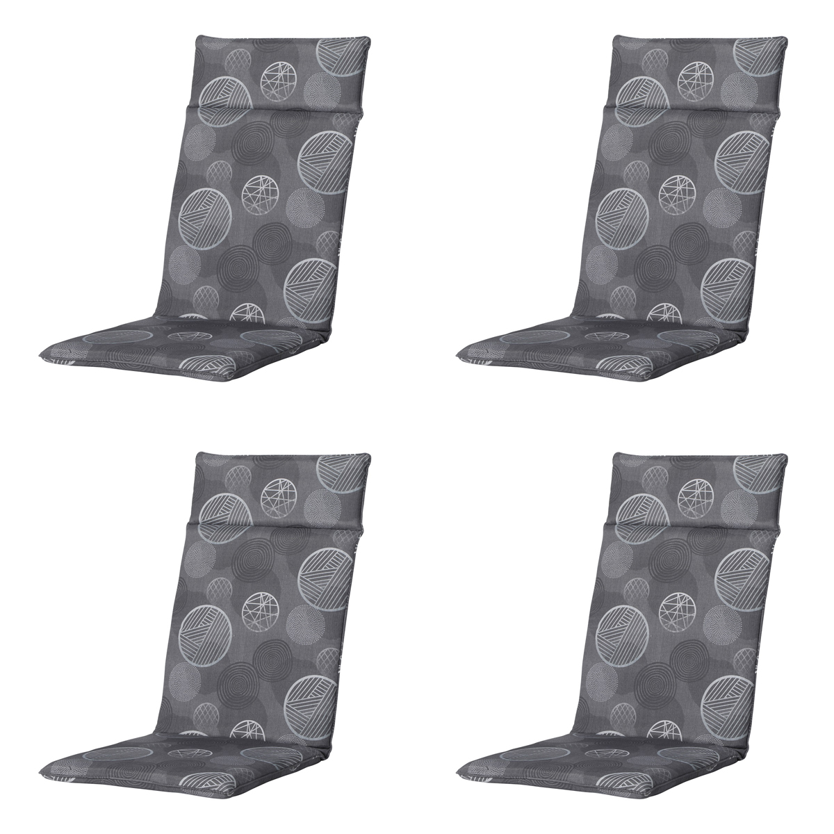 Madison -  Tuinstoelkussen Hoge Rug Circle grey - Ca. 120x50 cm - Set van 4