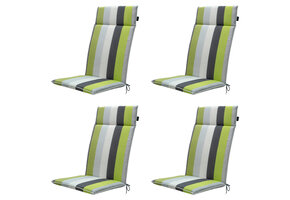 Madison -  Tuinstoelkussen Hoge Rug Victoria green - Ca. 120x50 cm - Set van 4