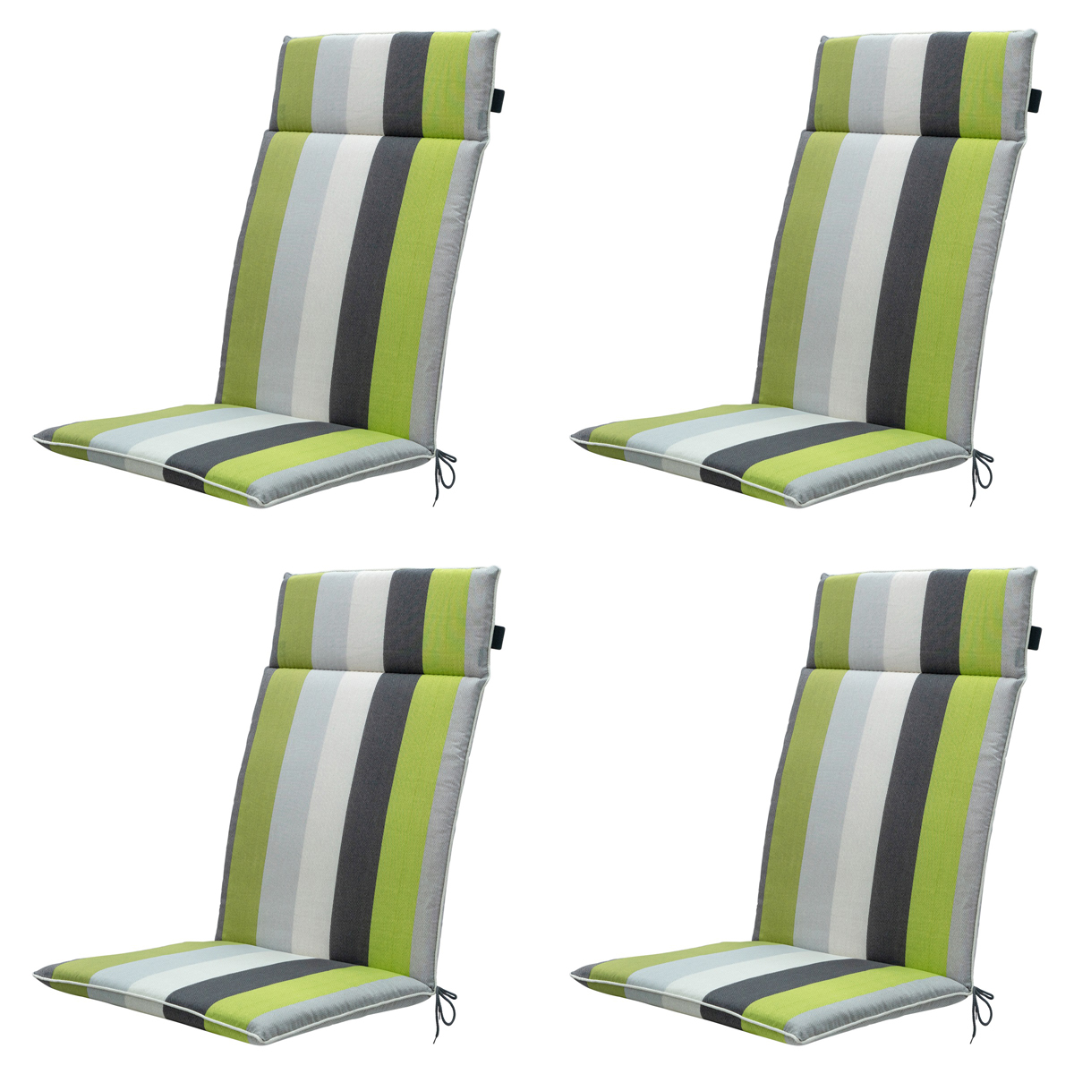 Madison -  Tuinstoelkussen Hoge Rug Victoria green - Ca. 120x50 cm - Set van 4