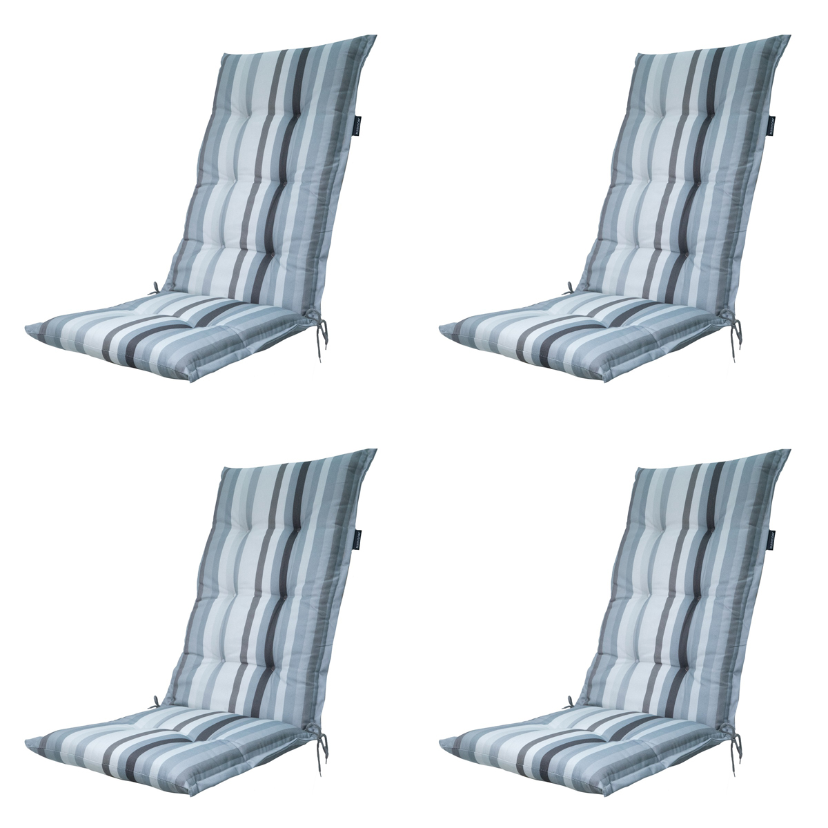 Madison -  Tuinstoelkussen Hoge Rug Righe grey - Ca. 123x50 cm - Set van 4