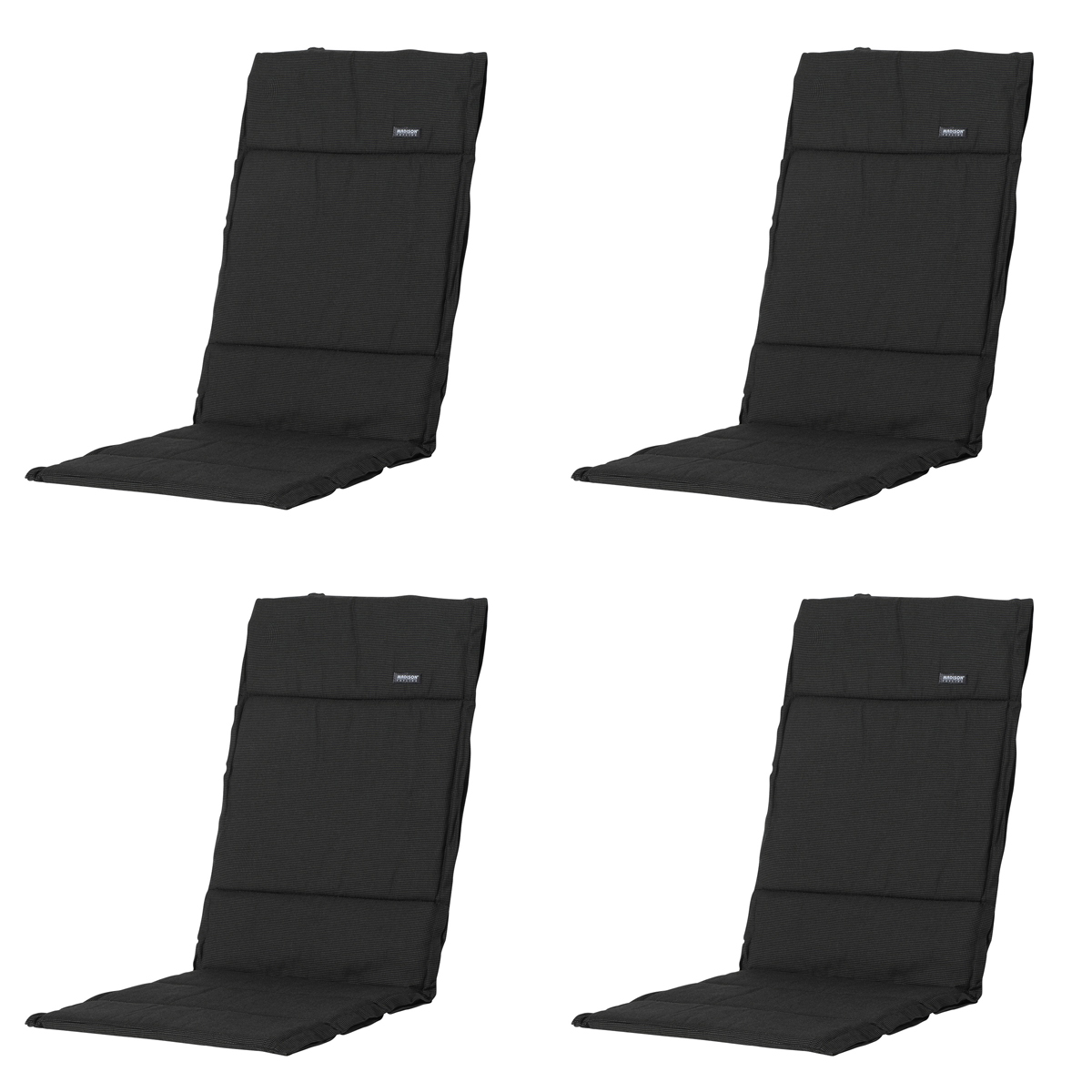 Madison -  Tuinkussen Fiber Deluxe Rib black - Ca. 125x50 cm - Set van 4