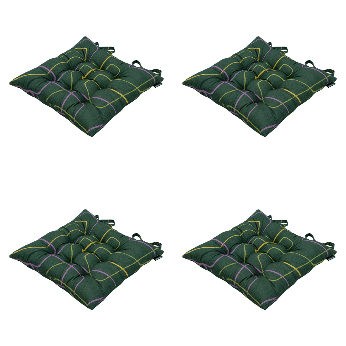 Madison -  Zitkussen Toscane Joah green - Ca. 46x46 cm - Set van 4