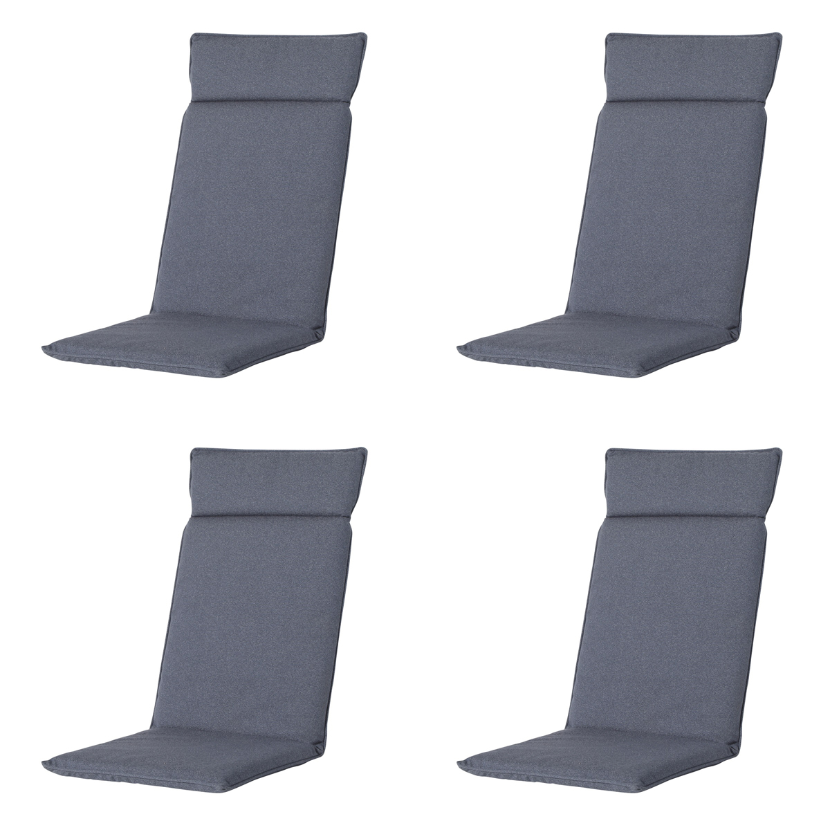 Madison -  Tuinstoelkussen Hoge Rug Manchester denim grey - Ca. 120x50 cm - Set van 4