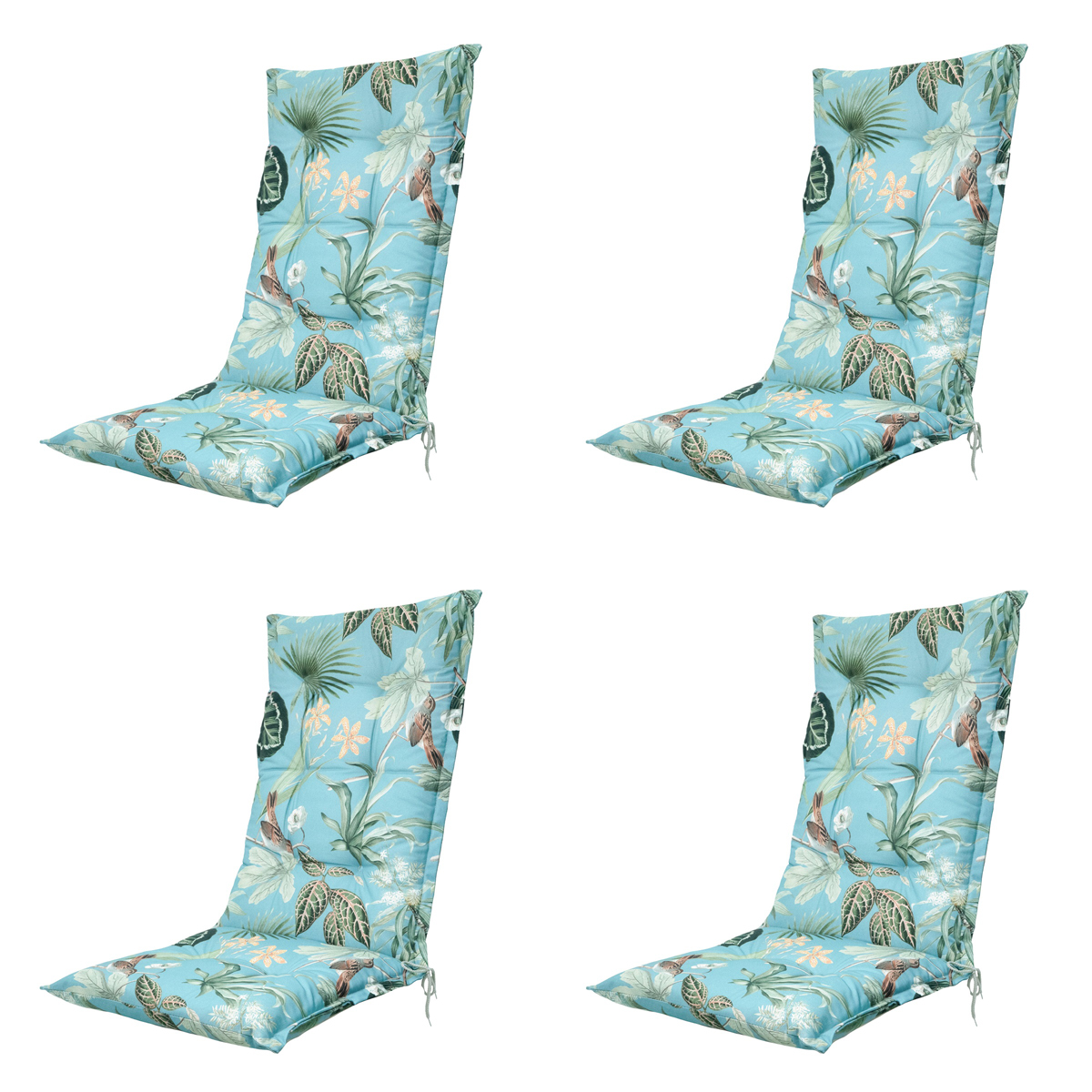 Madison -  Tuinstoelkussen Hoge Rug Grasse aqua - Ca. 123x50 cm - Set van 4