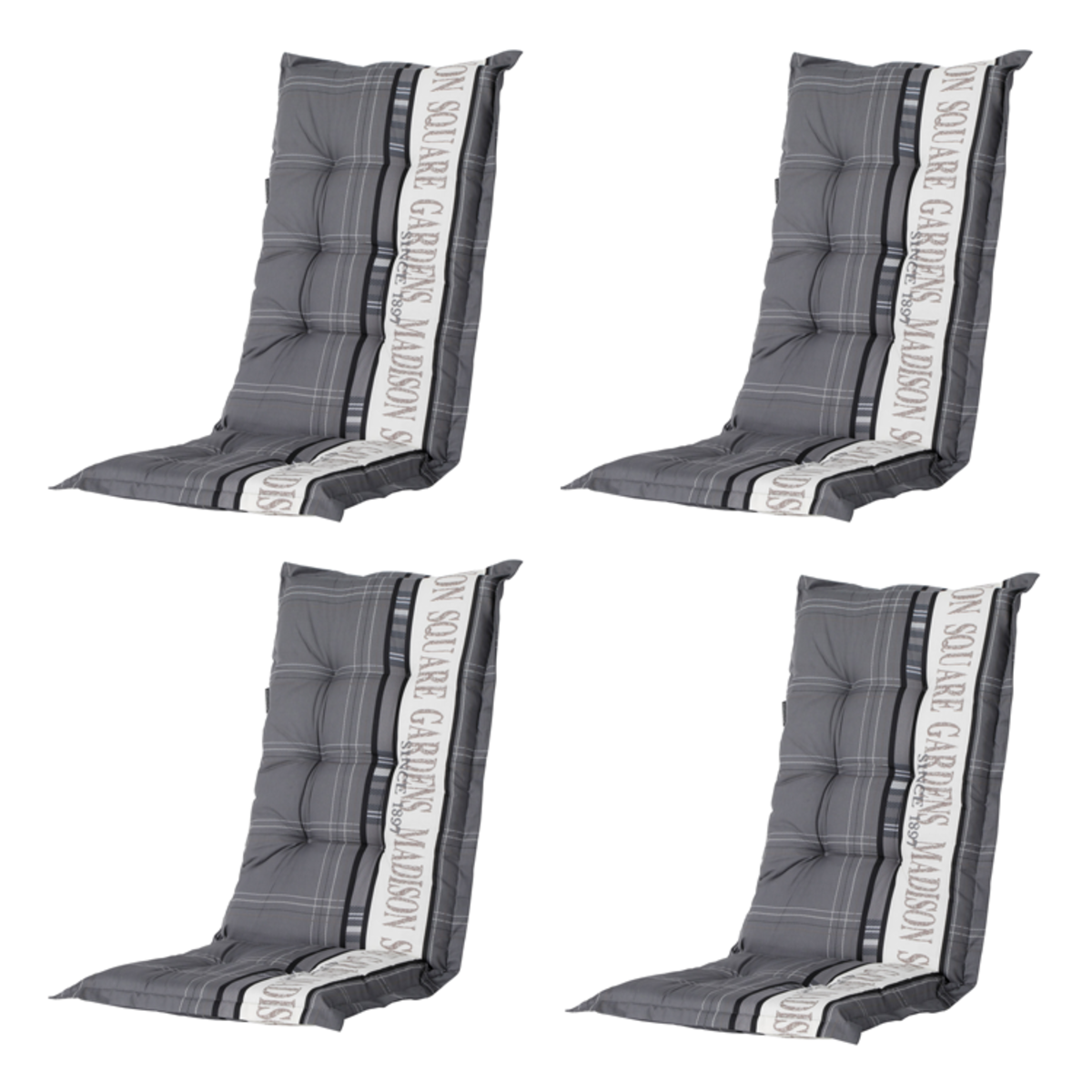 Madison -  Tuinstoelkussen Lage Rug Madison garden grey - Ca. 105x50 cm - Set van 4