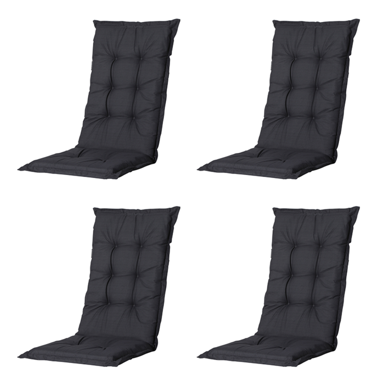 Madison -  Tuinstoelkussen Hoge Rug Basic black - Ca. 123x50 cm - Set van 4