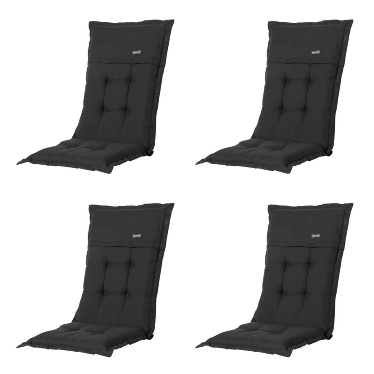 Madison -  Tuinstoelkussen Lage Rug Rib black - Ca. 105x50 cm - Set van 4