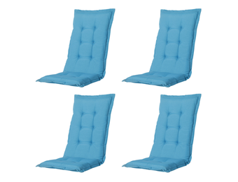 Madison -  Tuinstoelkussen Hoge Rug Panama aqua - Ca. 123x50 cm - Set van 4