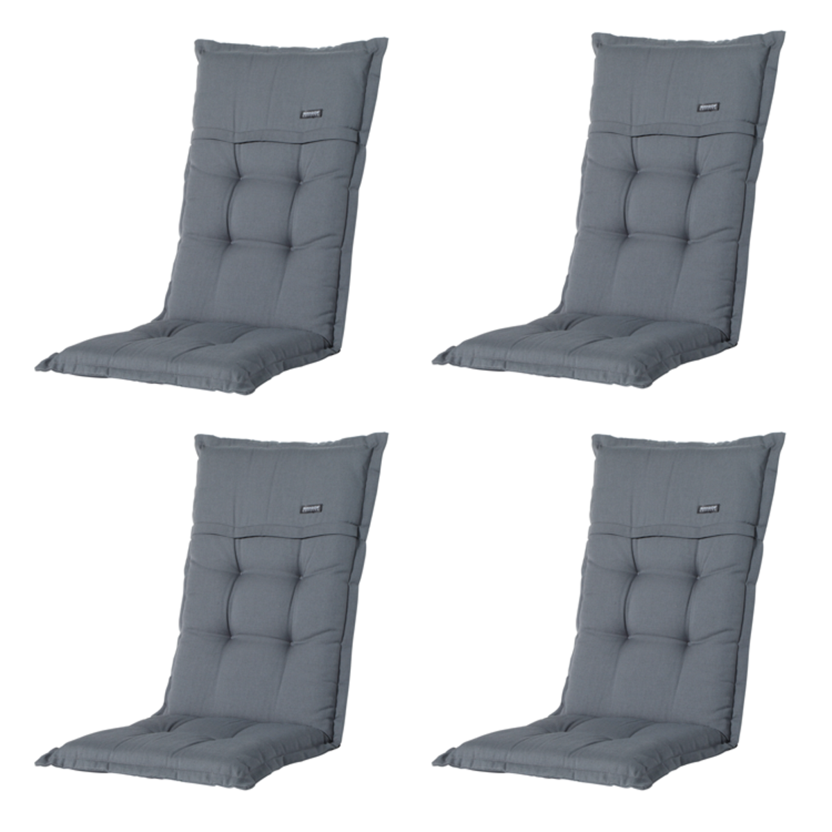 Madison -  Tuinstoelkussen Hoge Rug Rib grey - Ca. 123x50 cm - Set van 4