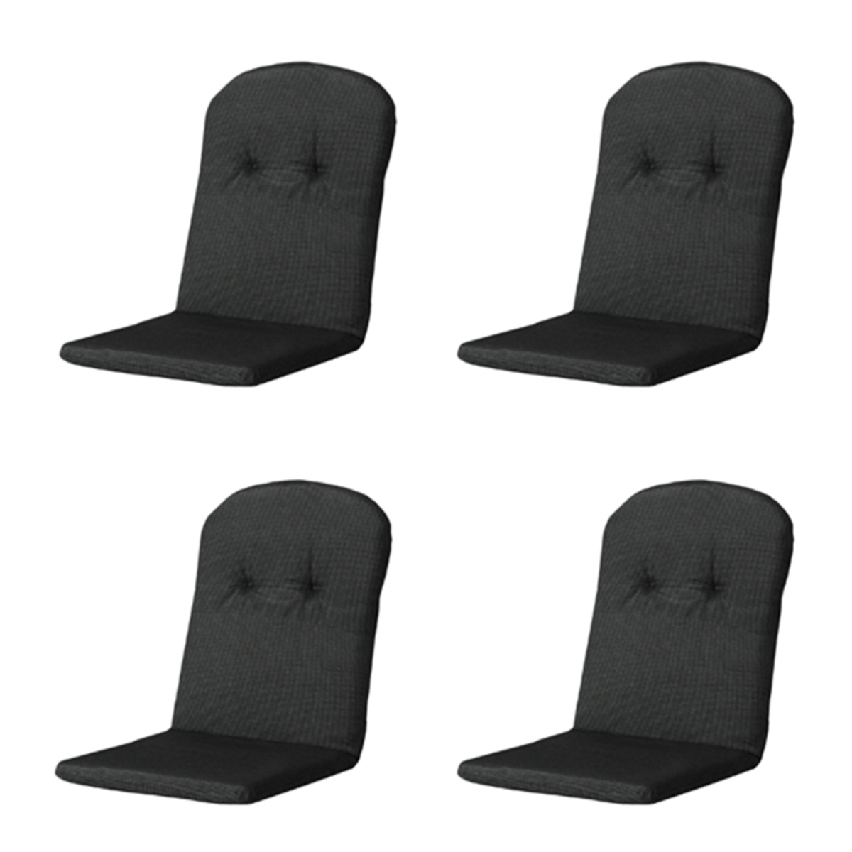 Madison - Kuipstoelkussen Hoge Rug Rib black - Ca. 96x45 cm - Set van 4