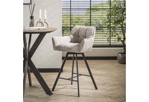 Hoyz Collection - Barstoel Raster Draaibaar - 2 Stuks - Rich Zandkleur