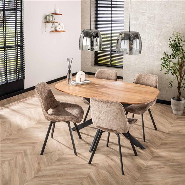 Hoyz Collection - Eetkamertafel 150 Arhus Solid - Massief Acacia Naturel