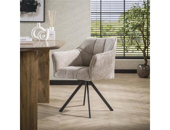 Hoyz Collection - Armstoel Raster Draaibaar - 2 Stuks - Rich Zandkleur