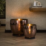 Hoyz Collection - Vloerlamp UP XXL - Koperkleurig Glas - Ø48