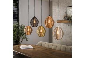 Hoyz Collection - Hanglamp 5L Web Mix - Mat Nikkel Mix Kleur