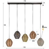 Hoyz Collection - Hanglamp 5L Web Mix - Mat Nikkel Mix Kleur