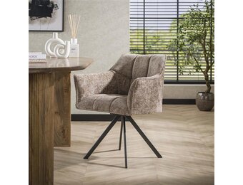 Hoyz Collection - Armstoel Raster Draaibaar - 2 Stuks - Rich Champagne