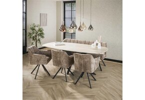Hoyz Collection - Eetkamertafel 215 Deens Ovaal Romano - Travertin 3D Keramiek