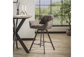 Hoyz Collection - Barstoel Raster Draaibaar - 2 Stuks - Rich Taupe