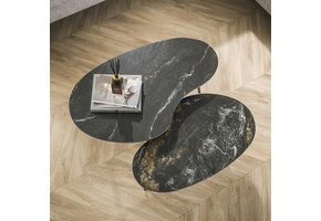 Hoyz Collection - Salontafel Set-2 Niervormig Fossil - Keramiek Zwart