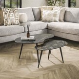 Hoyz Collection - Salontafel Set-2 Niervormig Fossil - Keramiek Zwart