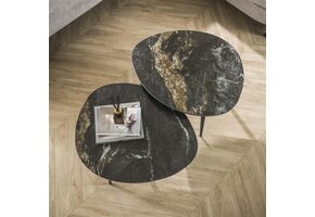 Hoyz Collection - Salontafel Set-2 Organisch Fossil - Keramiek Zwart