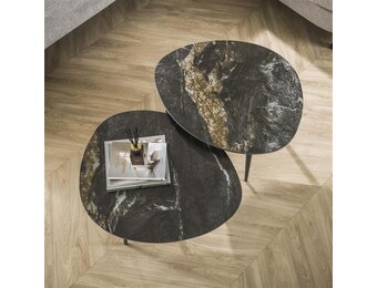 Hoyz Collection - Salontafel Set-2 Organisch Fossil - Keramiek Zwart