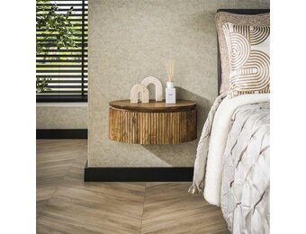 Hoyz Collection - Nachtkastje Wave Rond - Massief Mango Zandkleur