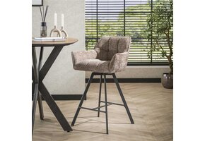 Hoyz Collection - Barstoel Raster Draaibaar - 2 Stuks - Rich Champagne