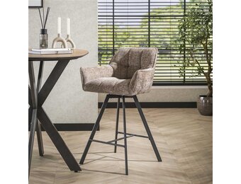 Hoyz Collection - Barstoel Raster Draaibaar - 2 Stuks - Rich Champagne