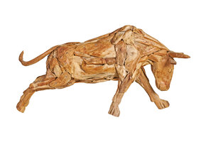ZOMER-Sens-Line - Decoratief Standbeeld Bull - Teakhout - Bruin