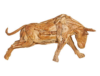 ZOMER-Sens-Line - Decoratief Standbeeld Bull - Teakhout - Bruin