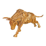 ZOMER-Sens-Line - Decoratief Standbeeld Bull - Teakhout - Bruin
