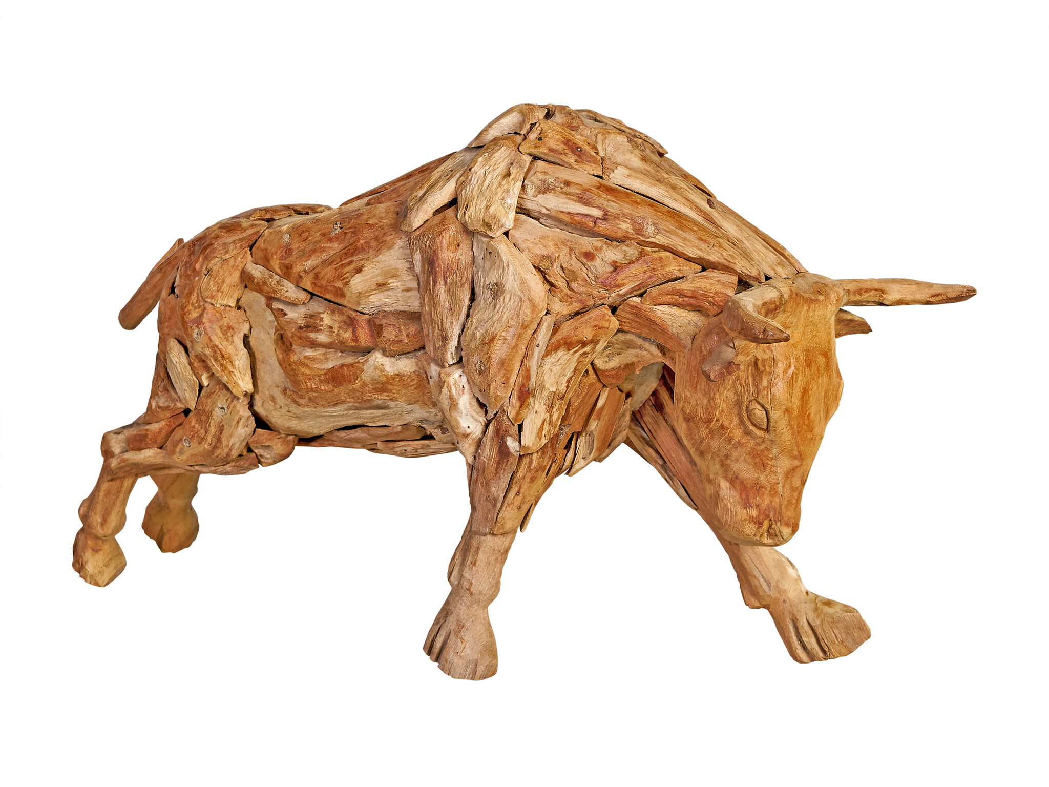 ZOMER-Sens-Line - Decoratief Standbeeld Bull - Teakhout - Bruin