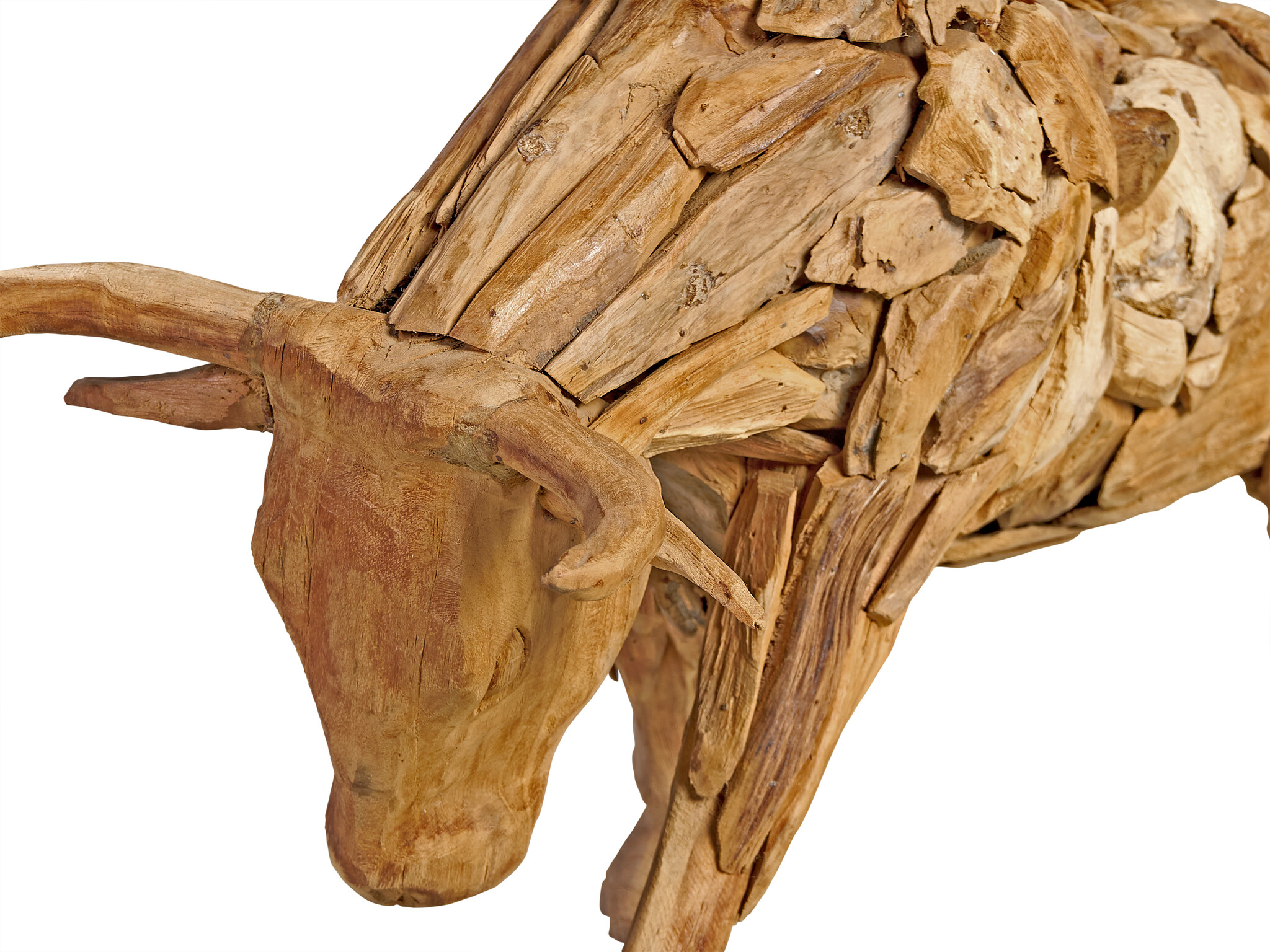 ZOMER-Sens-Line - Decoratief Standbeeld Bull - Teakhout - Bruin