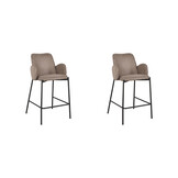 LABEL51 Barkruk Joni - Taupe - Micro Suede - Zithoogte 65 cm - set van 2
