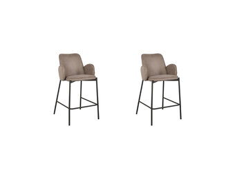 LABEL51 Barkruk Joni - Taupe - Micro Suede - Zithoogte 65 cm - set van 2